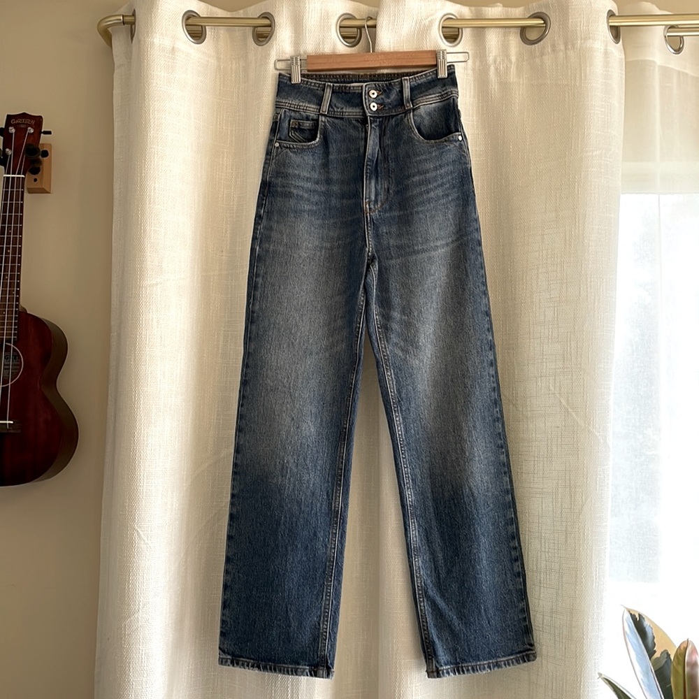 Zara high waist straight leg denim size 2